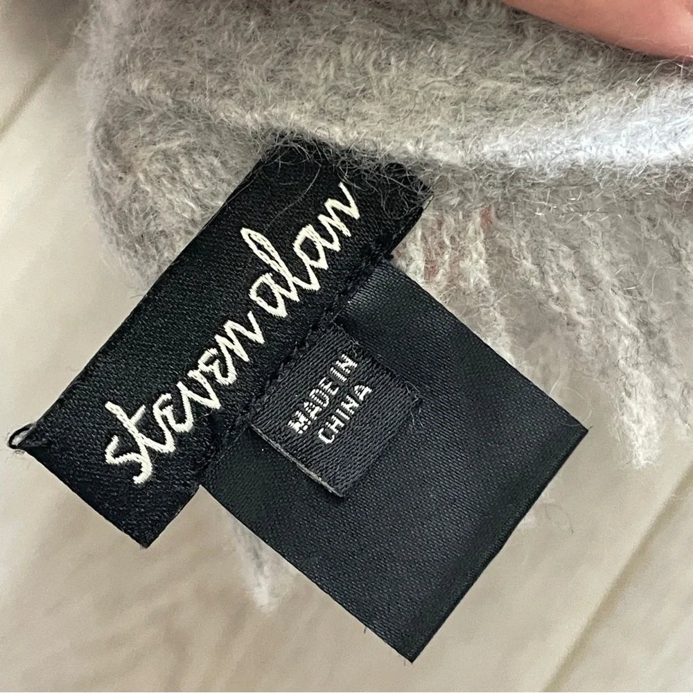 Steven Alan Scarf cashmere woven fringe knit womens Gray (one size) minimalist
